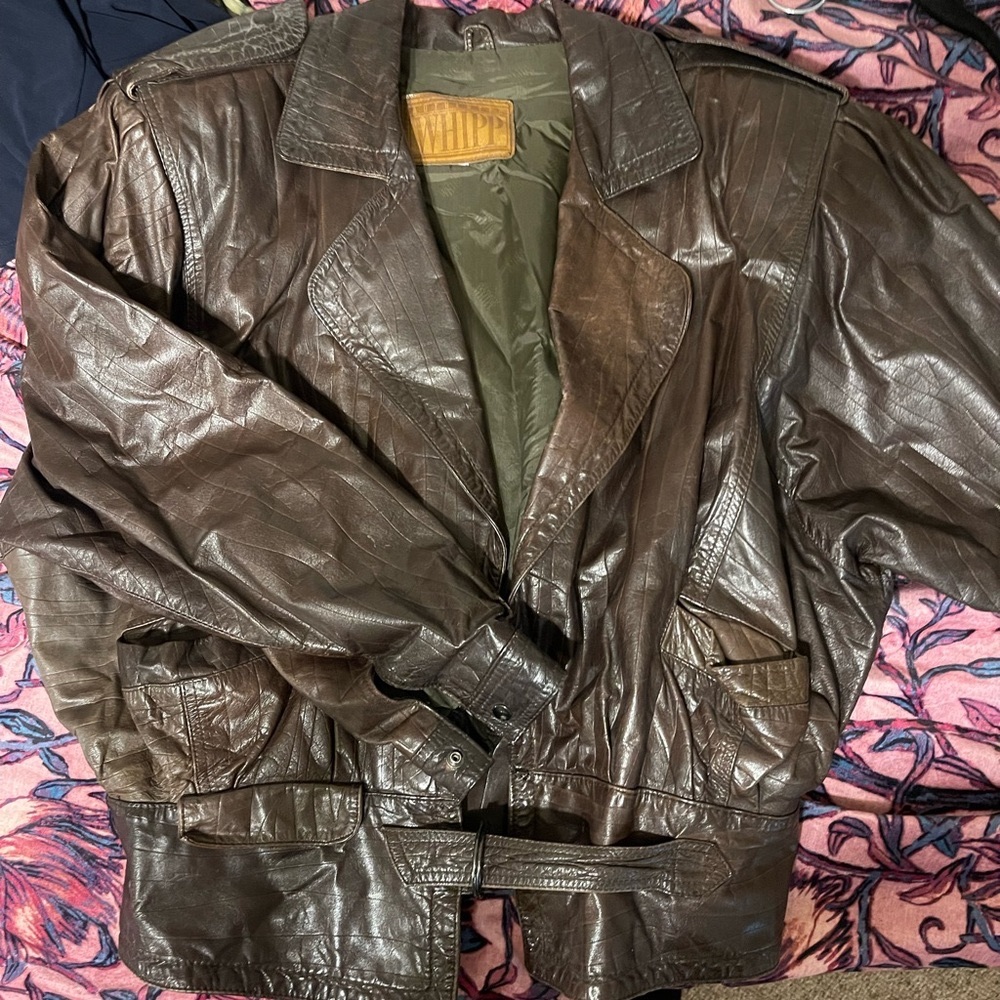 Vintage Whipp shoulder pad leather jacket